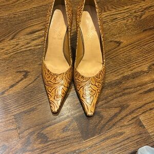 BCBG Brown Leather Perforated Heels